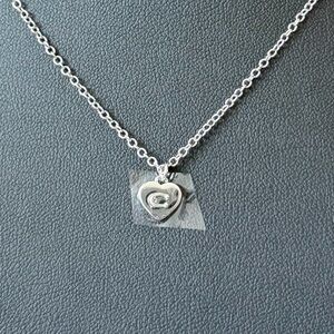 Coach Silver Heart Signature C Logo Pendant Necklace Adjustable Chain NWT